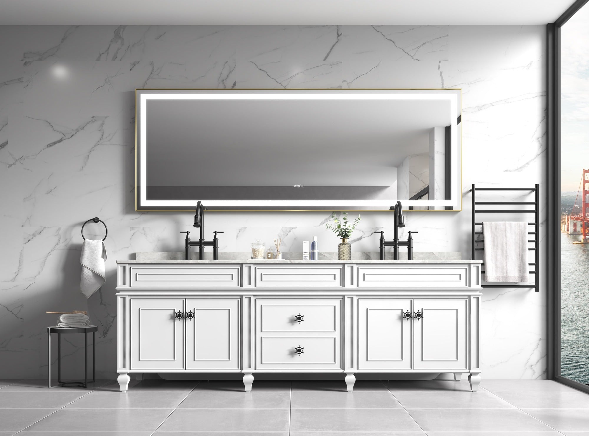 Brushed Gold LED Bathroom Mirror