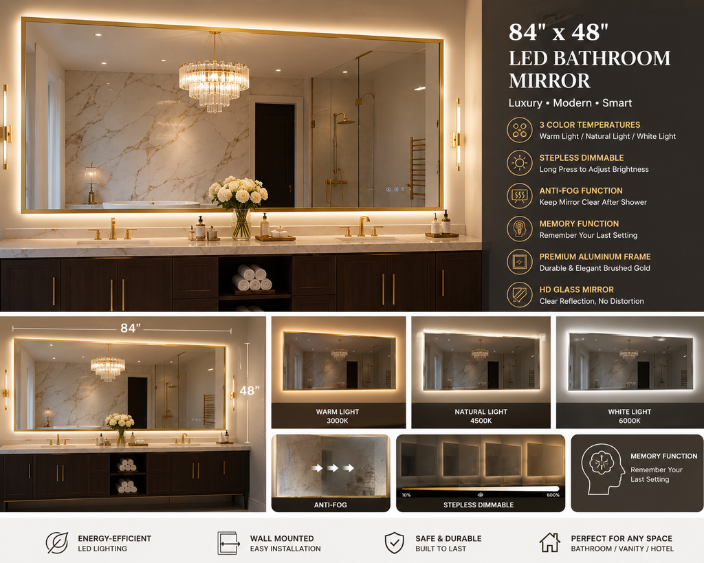 Smart Anti-Fog Dimmable Vanity Mirror