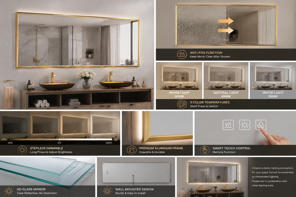 Smart Anti-Fog Dimmable Vanity Mirror