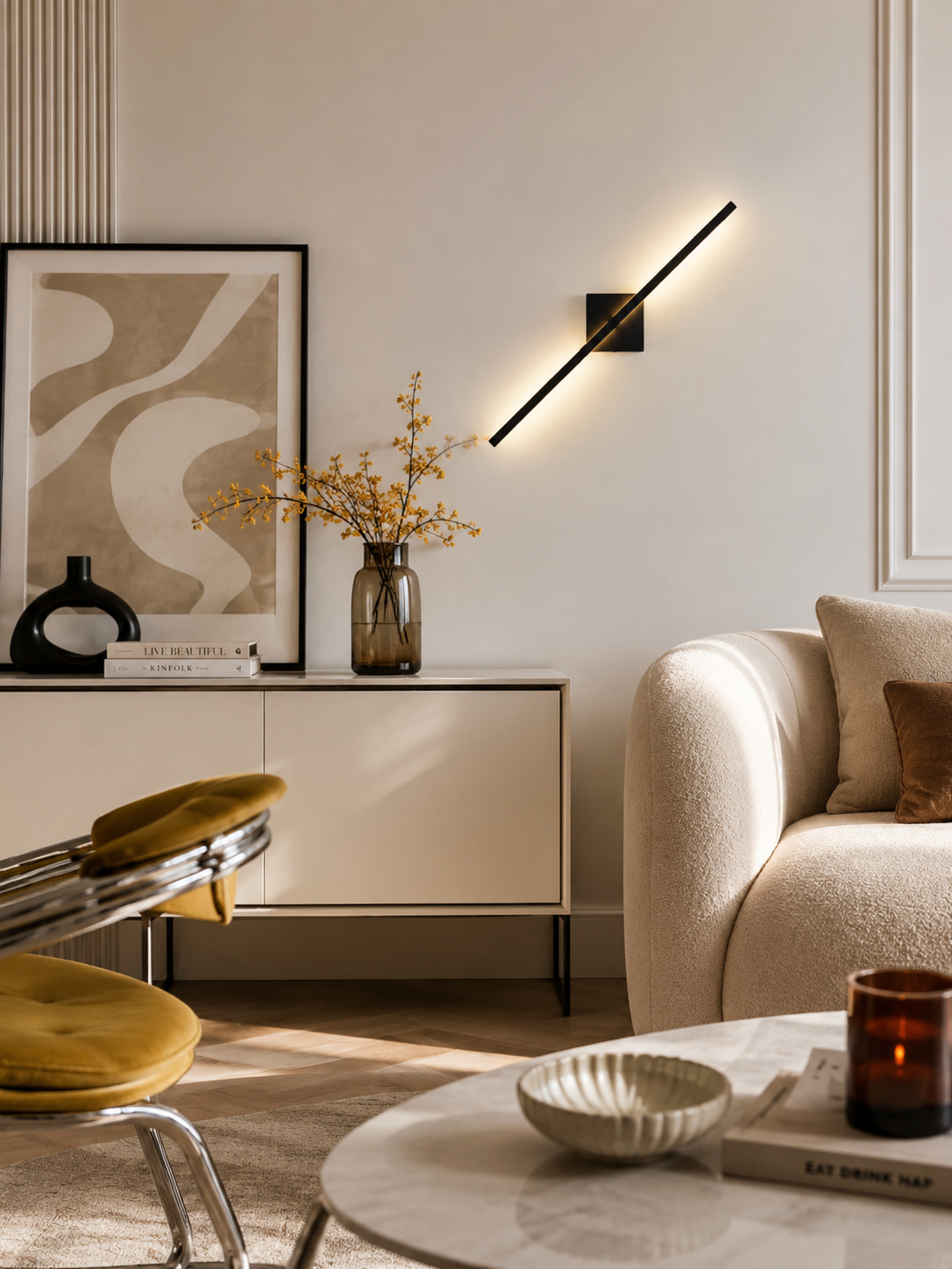 Minimalist Black LED Wall Sconce Set of 2