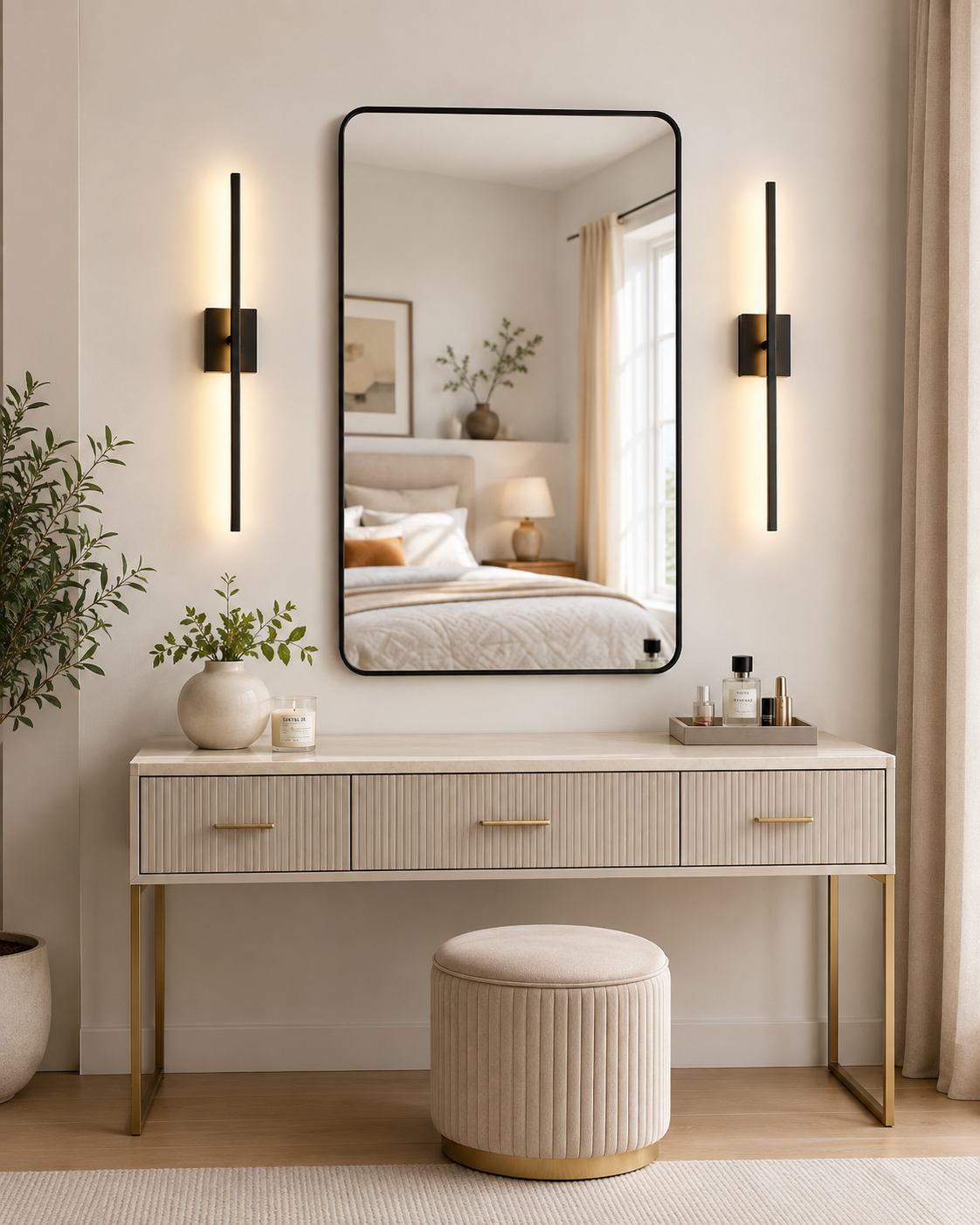 Minimalist Black LED Wall Sconce Set of 2
