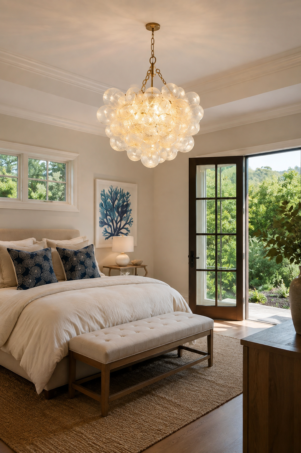 20-Inch Modern Gold Glass Globe Pendant Light with Textured Clear Glass Shade