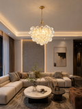 20-Inch Modern Gold Glass Globe Pendant Light with Textured Clear Glass Shade