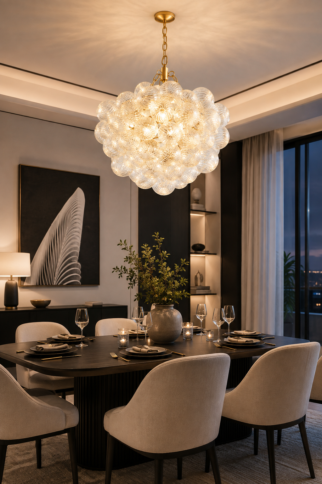 20-Inch Modern Gold Glass Globe Pendant Light with Textured Clear Glass Shade
