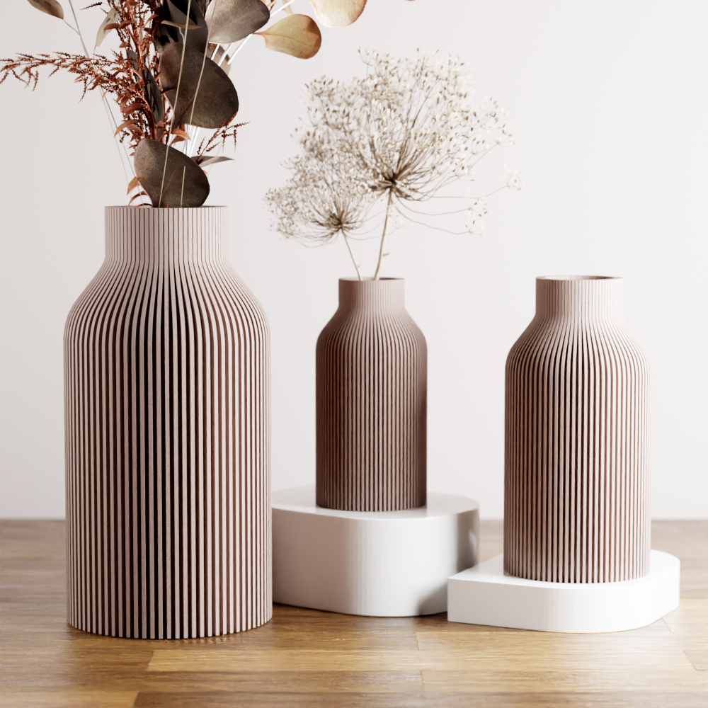 Modern Ribbed Decorative Vase
