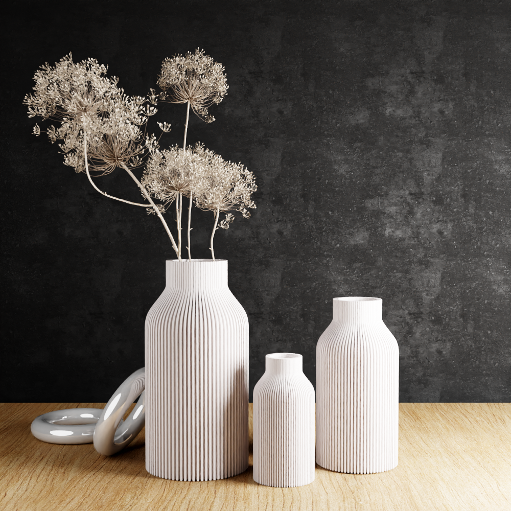 Modern Ribbed Decorative Vase