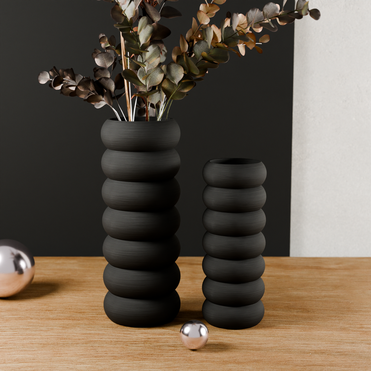 Modern Stacked Ceramic Vase for Minimalist Living Room & Shelf Decor