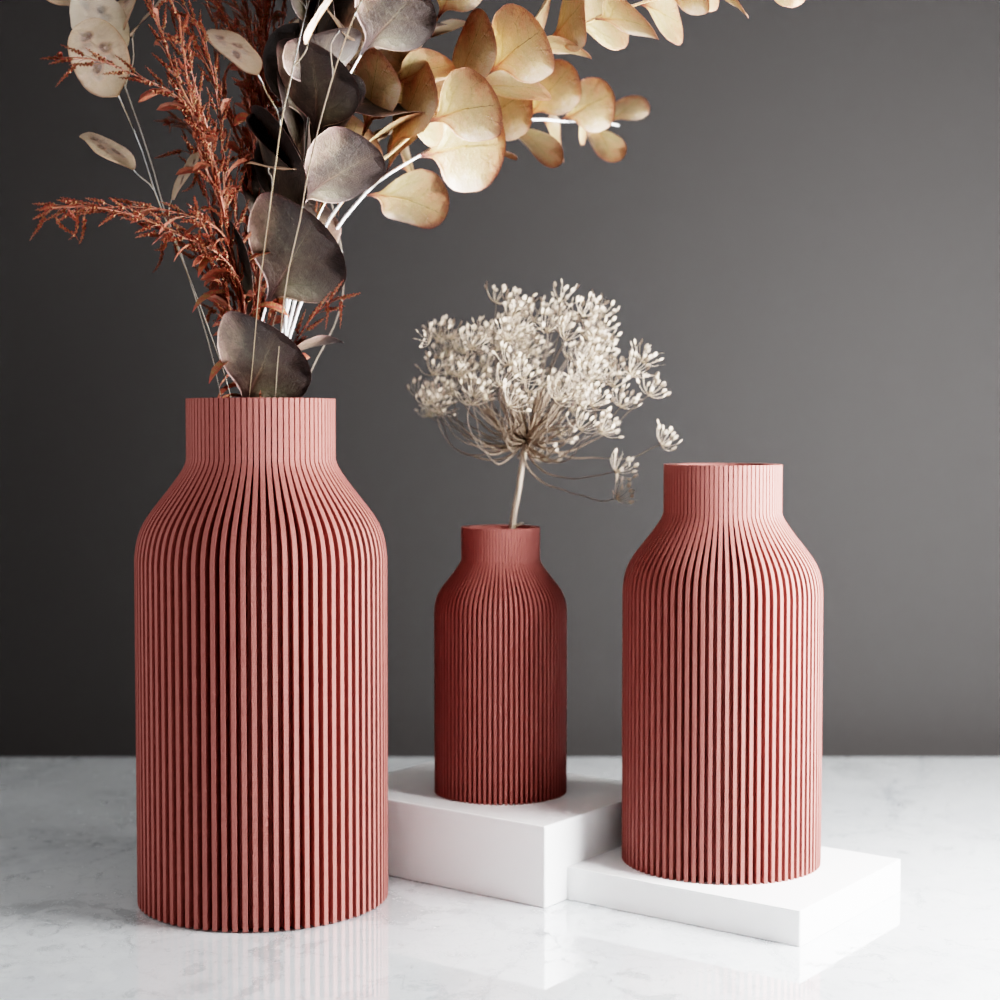 Modern Ribbed Decorative Vase