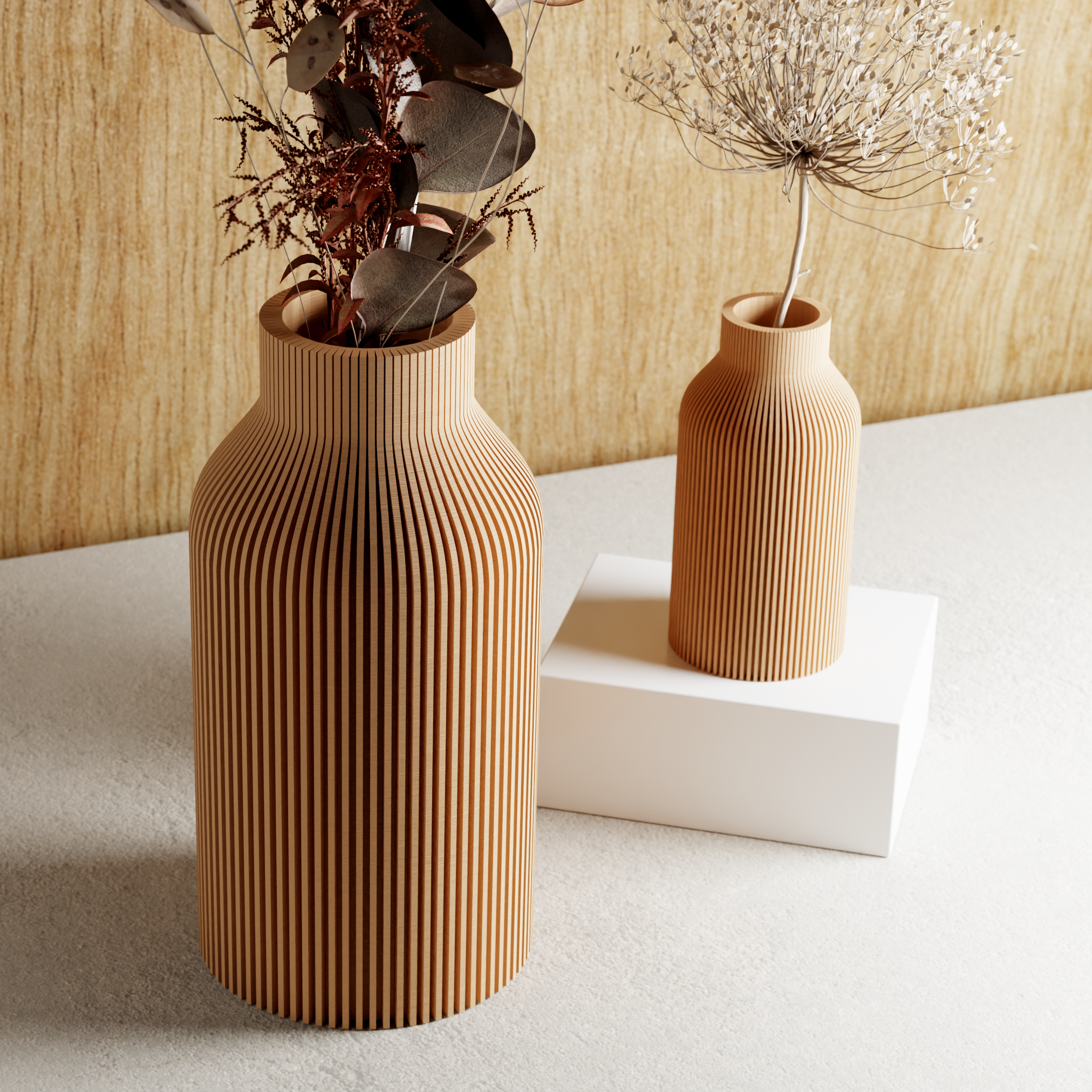 Modern Ribbed Decorative Vase