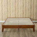 Twin size Low Profile Wooden Platform Bed Frame in Cherry Finish-0