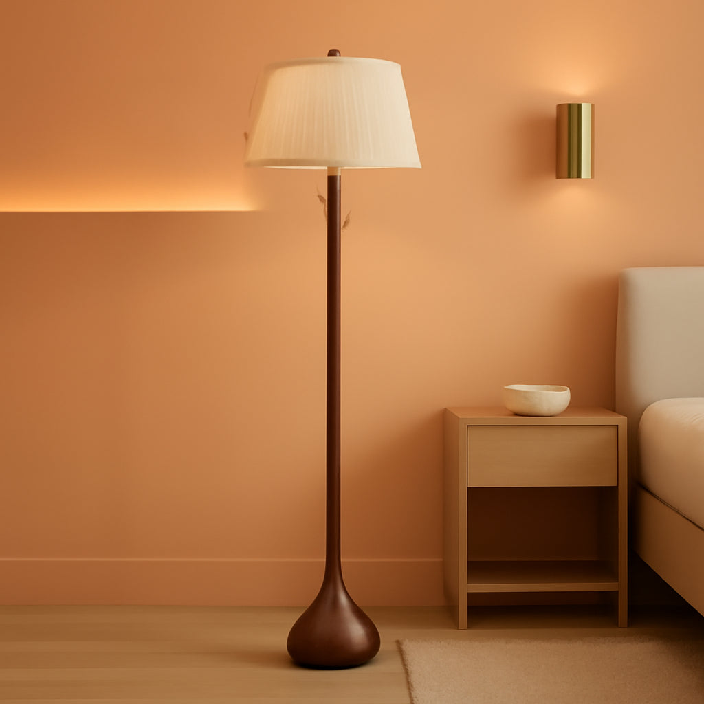65 Inch Quarter Sawn Walnut Floor Lamp Teardrop Base-0