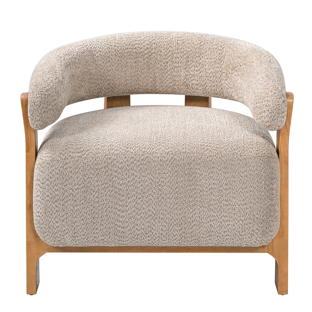 28.7" Taupe Bouclé Barrel Chair