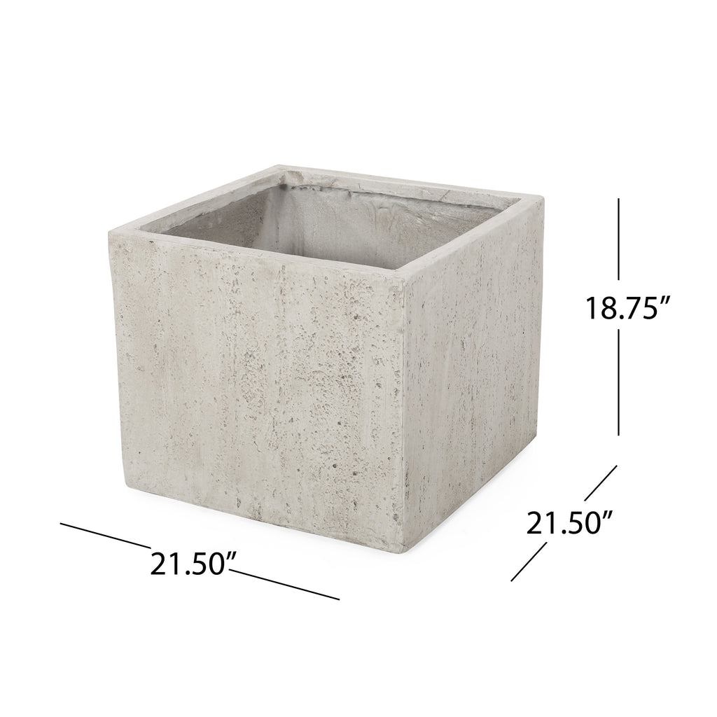 Ella Magnesium Oxide Planter Box – White, 22″
