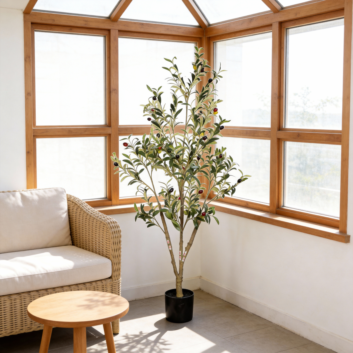 5′ Artificial Olive Tree in Black Pot