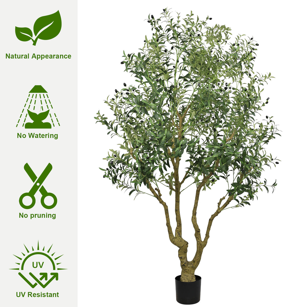 8′ Artificial Olive Tree with Natural Trunk