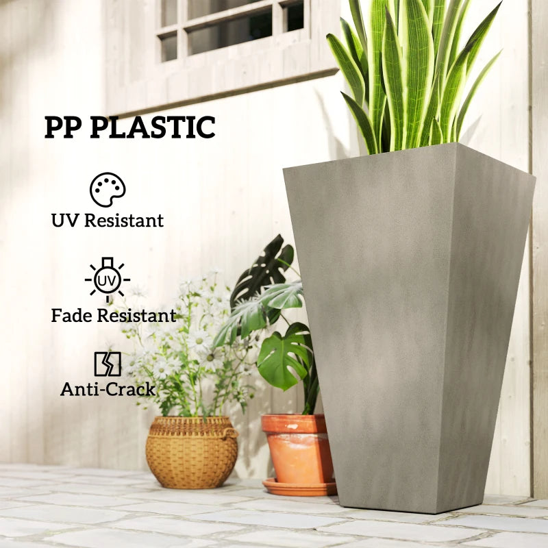 Set of 3 Tall Tapered Planters – Gray, 28″