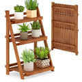 Foldable Acacia Wood 3-Tier Ladder Plant Stand