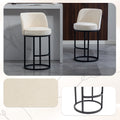 Set of 2 Barrel-Back Linen Counter Stools – Beige – Beige