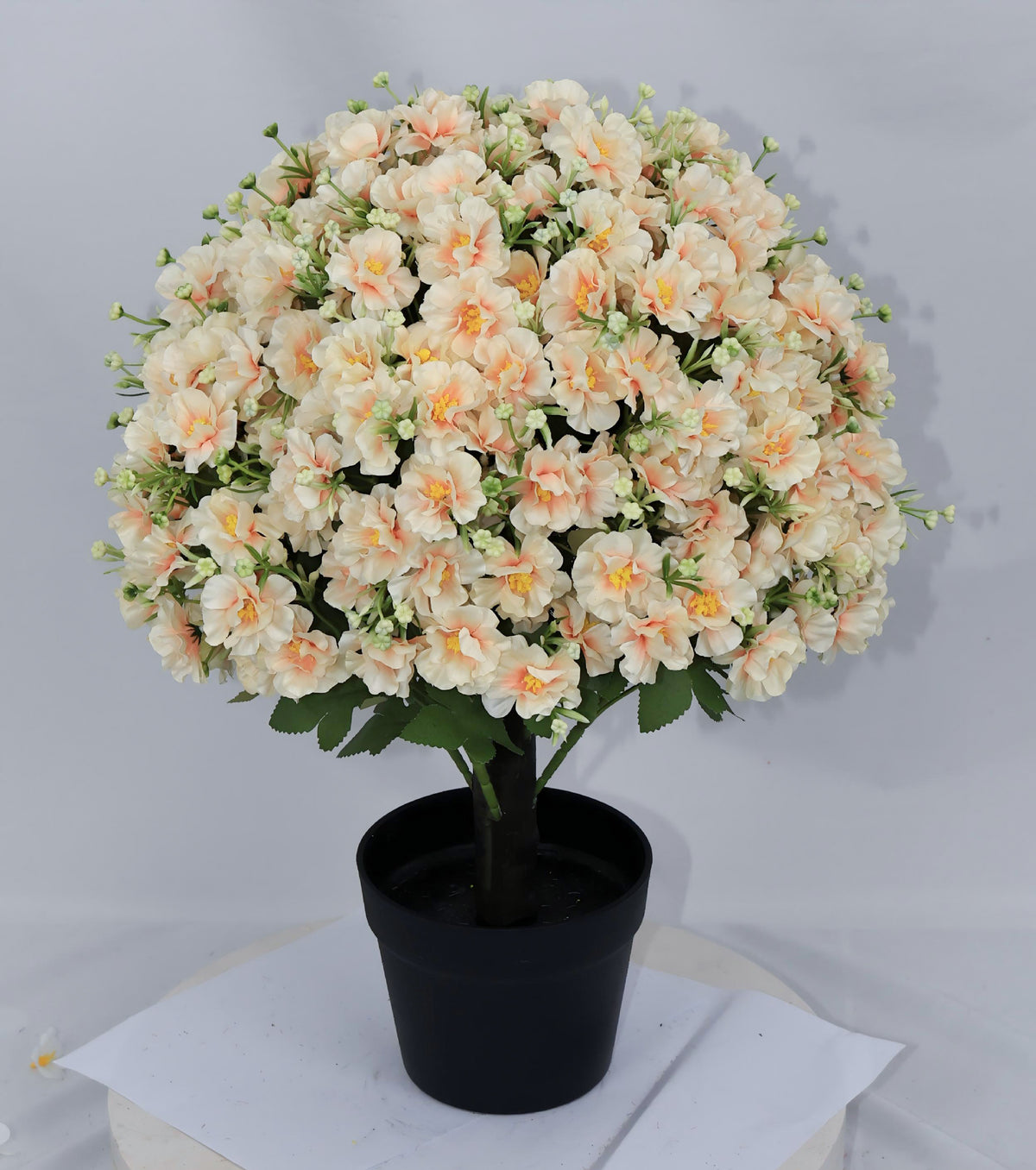Set of 2 Faux Snow Lotus Potted Plants – Peach Pink