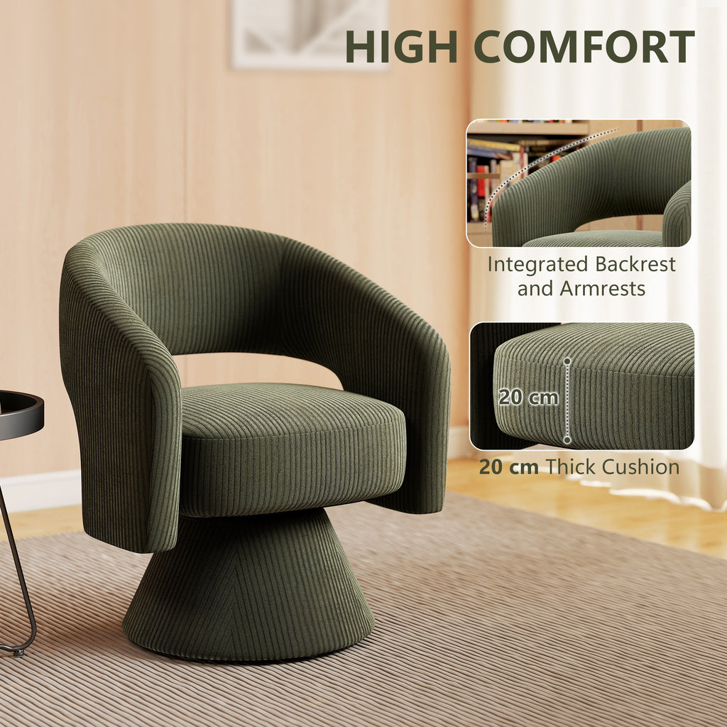 Green Upholstered Swivel Barrel Chair