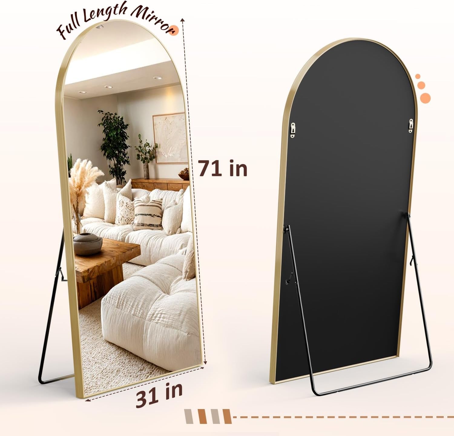 Arched Full Length Mirror SeventyOne By Thirty One Tempered Glass Gold-1