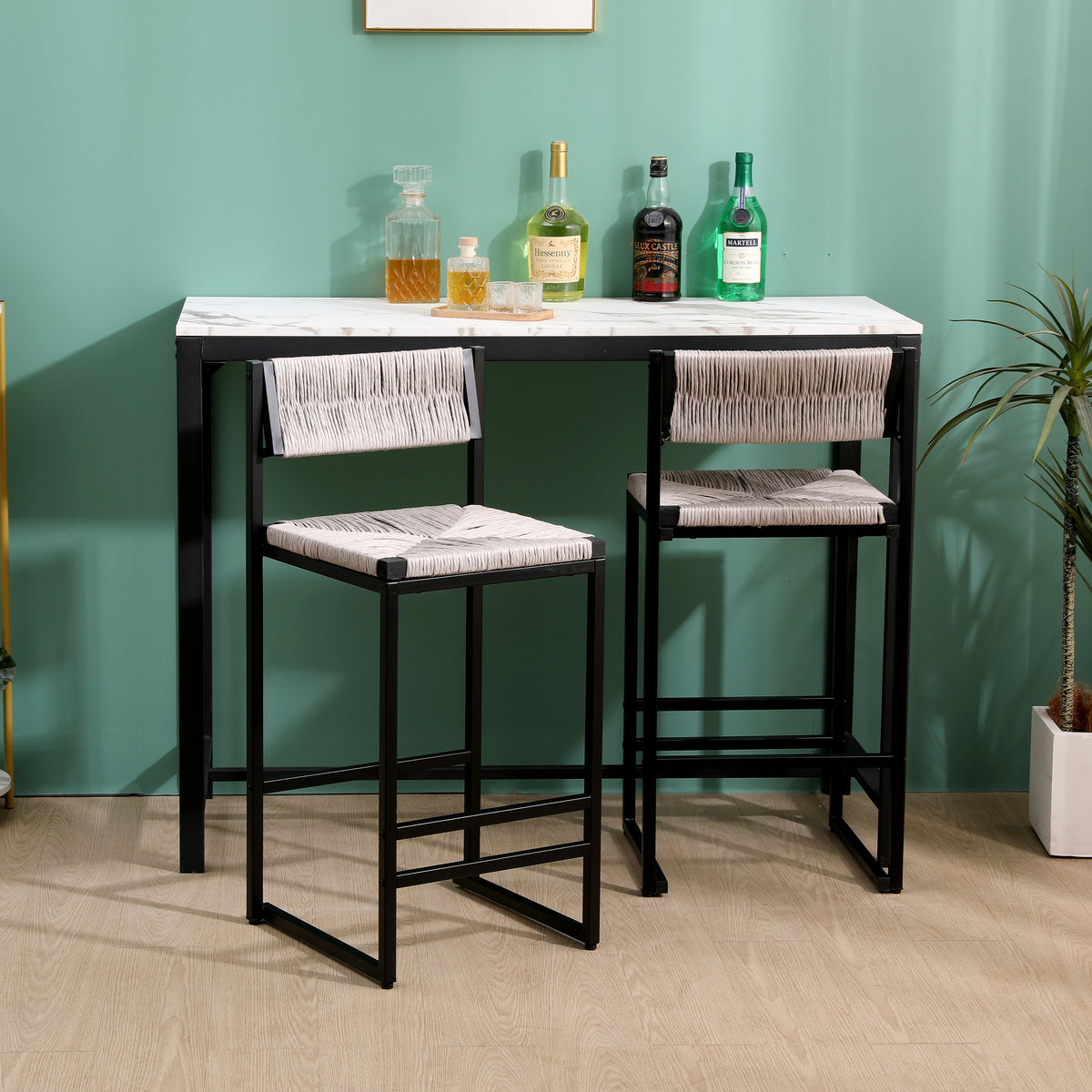 Gray Woven Counter Stools – Set of 2