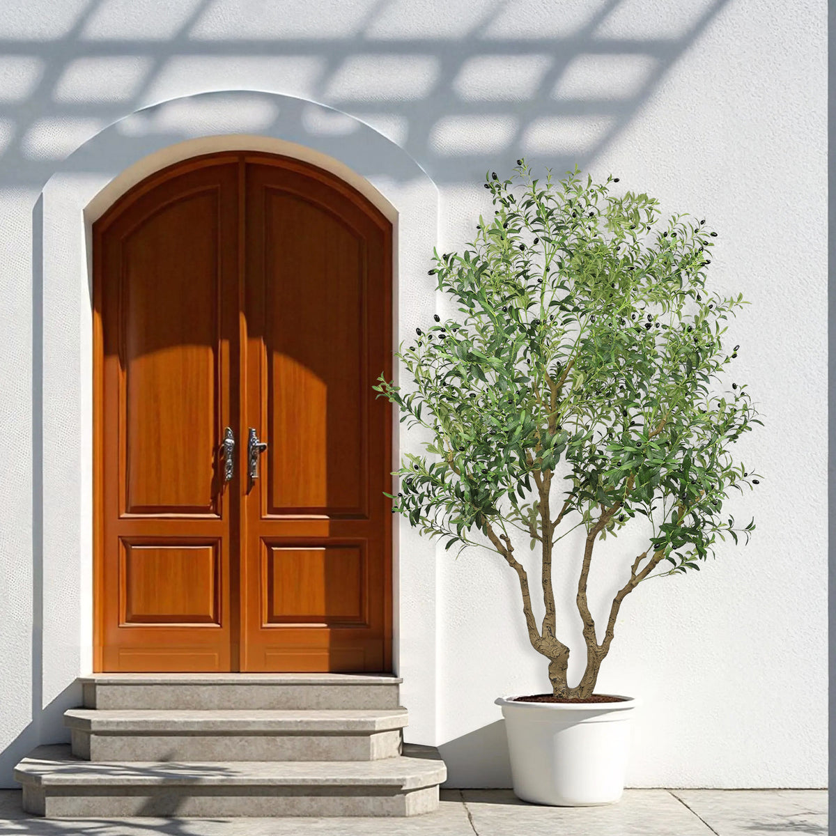 8′ Artificial Olive Tree with Natural Trunk