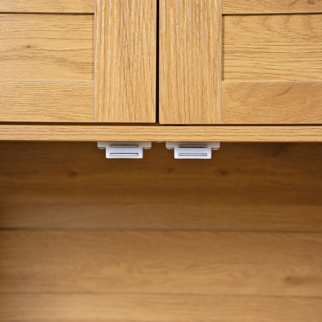 75" Oak Arched Pantry Cabinet with Charging Station