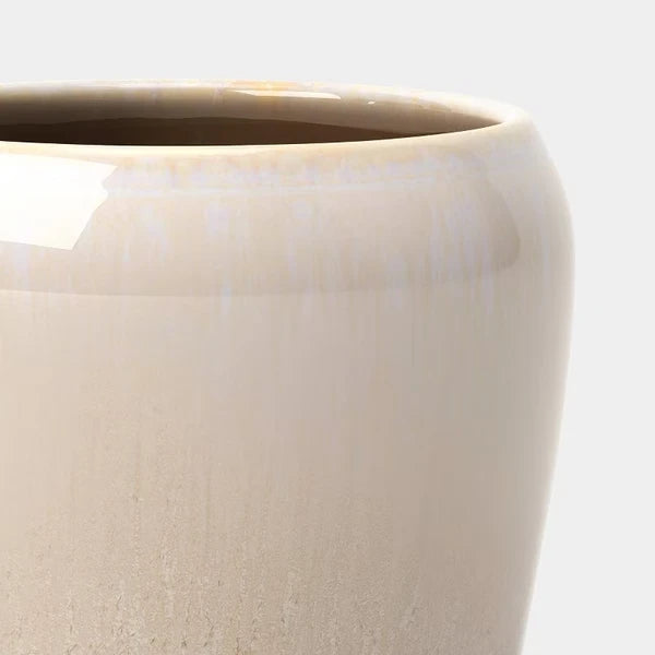 Ceramic Planter with Reactive Glaze – Off White, 8″