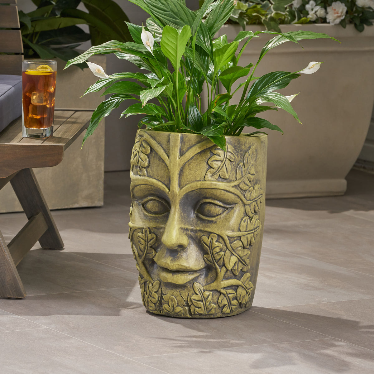 Magnesium Oxide Garden Urn Planter – Antique Green – Antique Green
