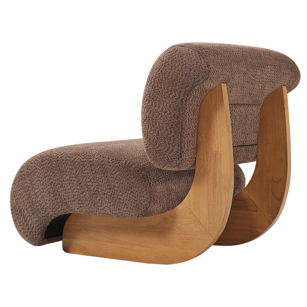28" Curved Bouclé Accent Chair – Natural