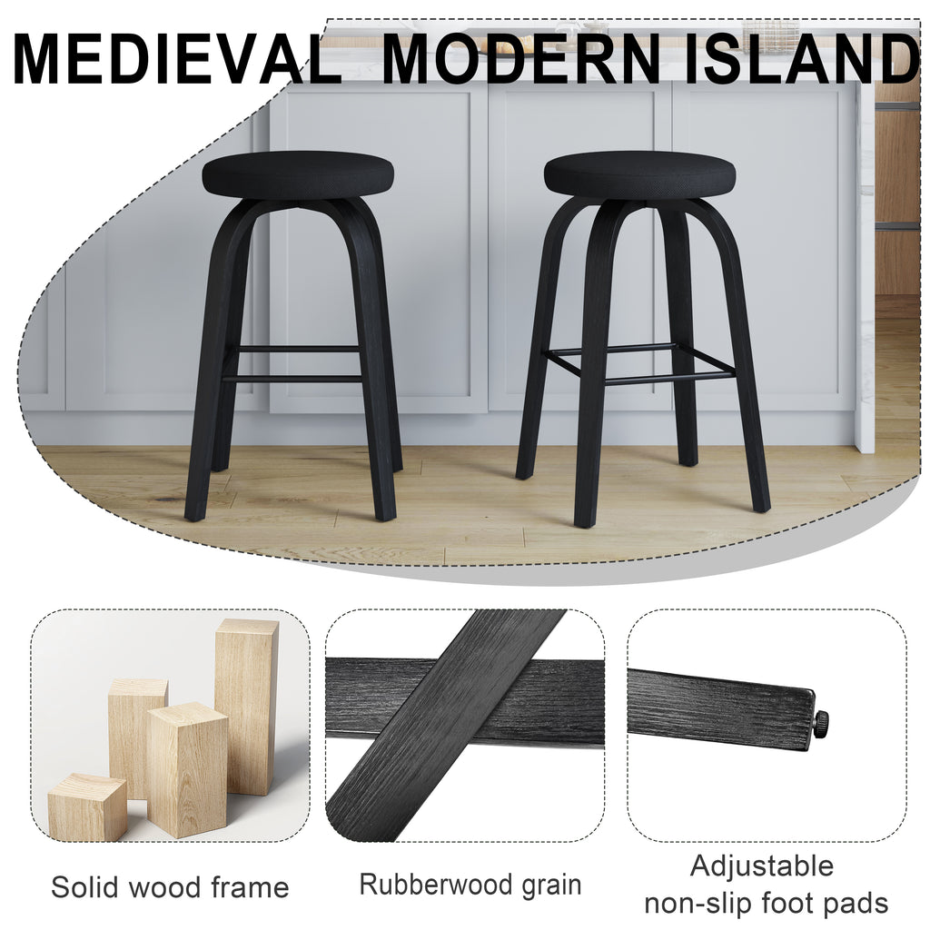 30" Black Swivel Bar Stools – Set of 2