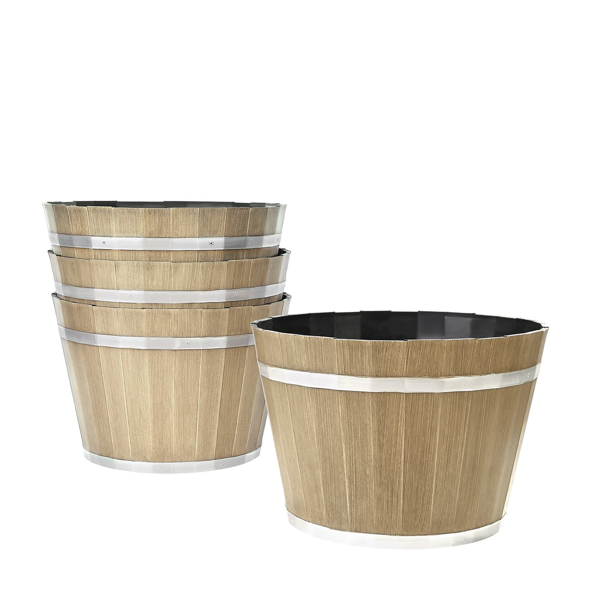 Resin Whiskey Barrel Planter – Natural, 11.8″ – Natural