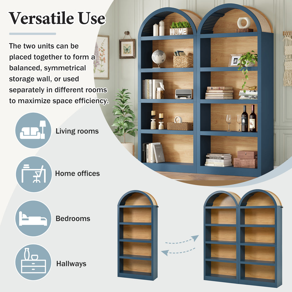 Arched 5-Tier Bookshelves – Set of 2