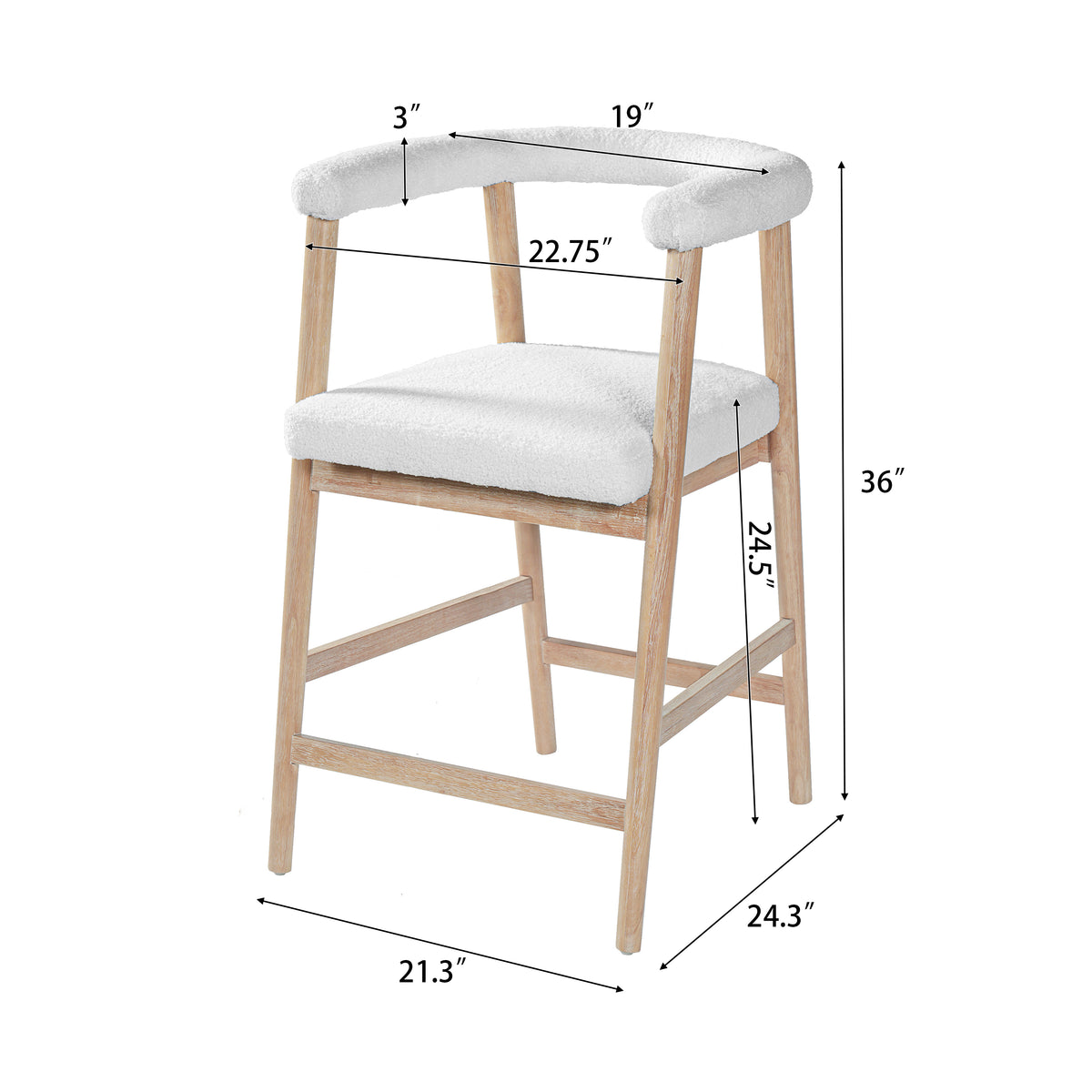 Set of 2 Upholstered Counter Stools – Natural, 25″ Seat Height