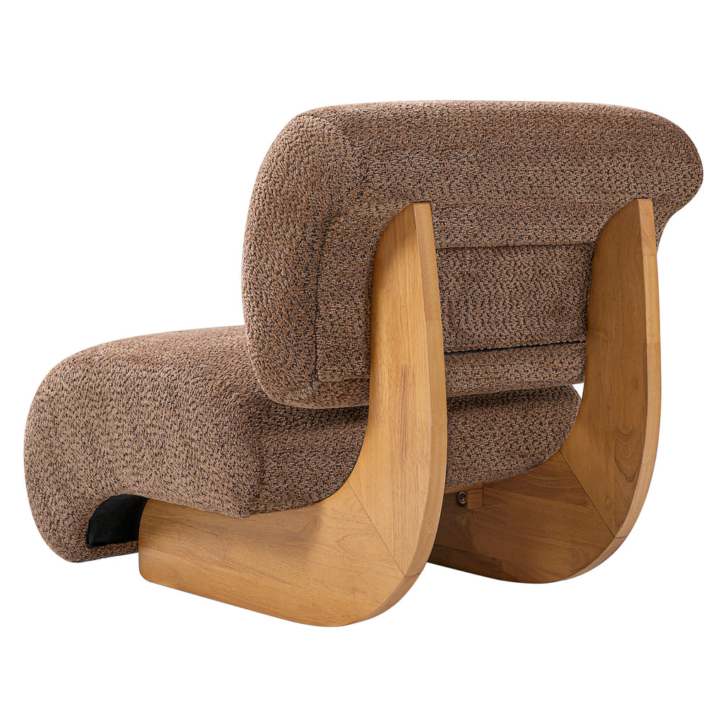 28" Curved Bouclé Accent Chair – Natural