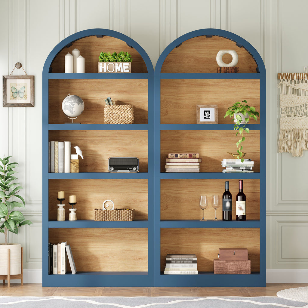 Arched 5-Tier Bookshelves – Set of 2