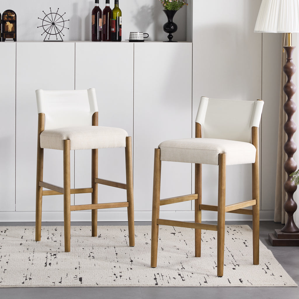 28.5" Solid Wood Bar Stools – Set of 2