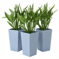 Set of 3 Tall Rattan-Texture Planters – Light Gray, 24″