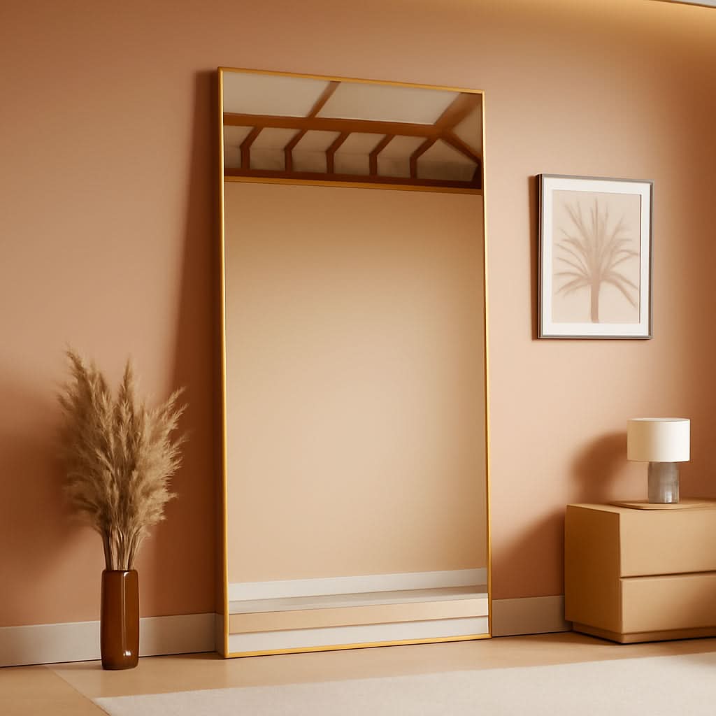 Gold Floor Mirror 21x57 Inch Full Length With Stand-0