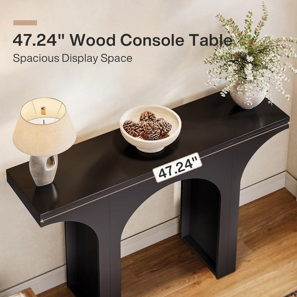 47Inch Black Arched Console Table Entryway Hallway-4