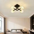 4-Light Crystal Flush Mount Ceiling Light – Matte Black – D16.99 inH15.35 in