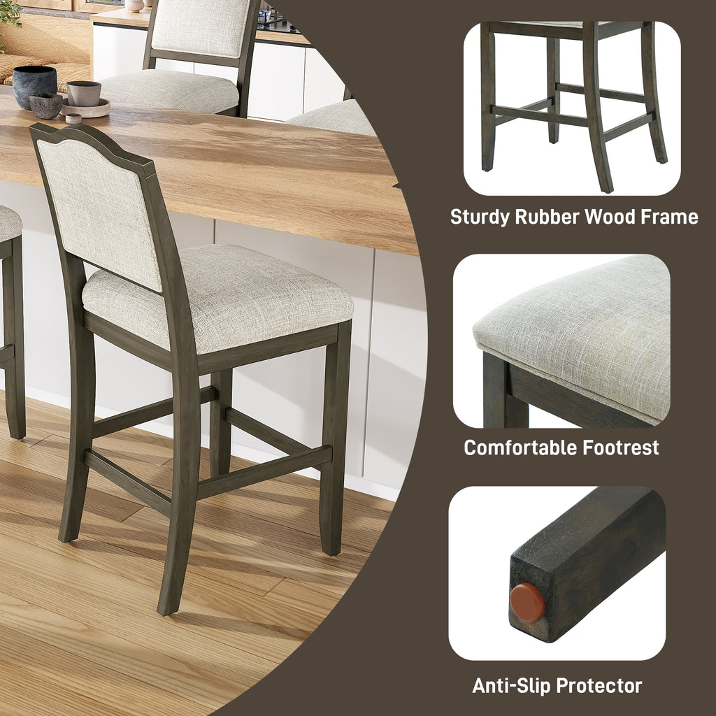 Set of 2 Rustic Wood Counter Stools – Brown
