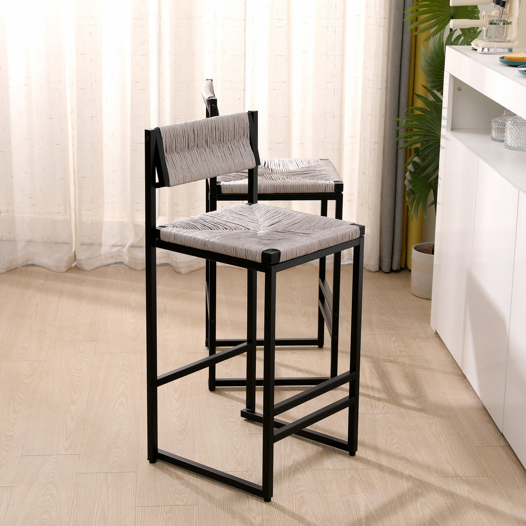Gray Woven Counter Stools – Set of 2
