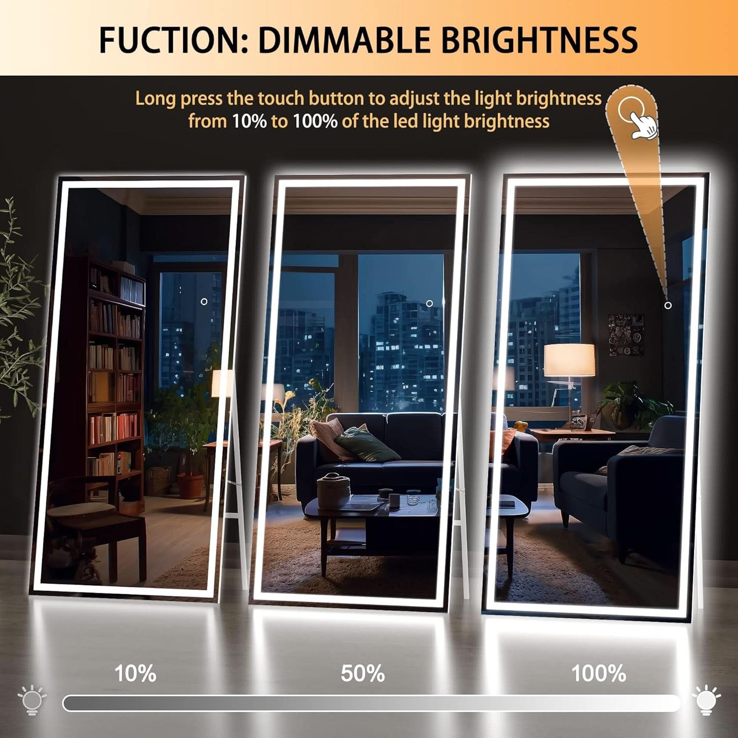 Illuminated Floor Length Mirror 71x32 Inch Dimmable-2