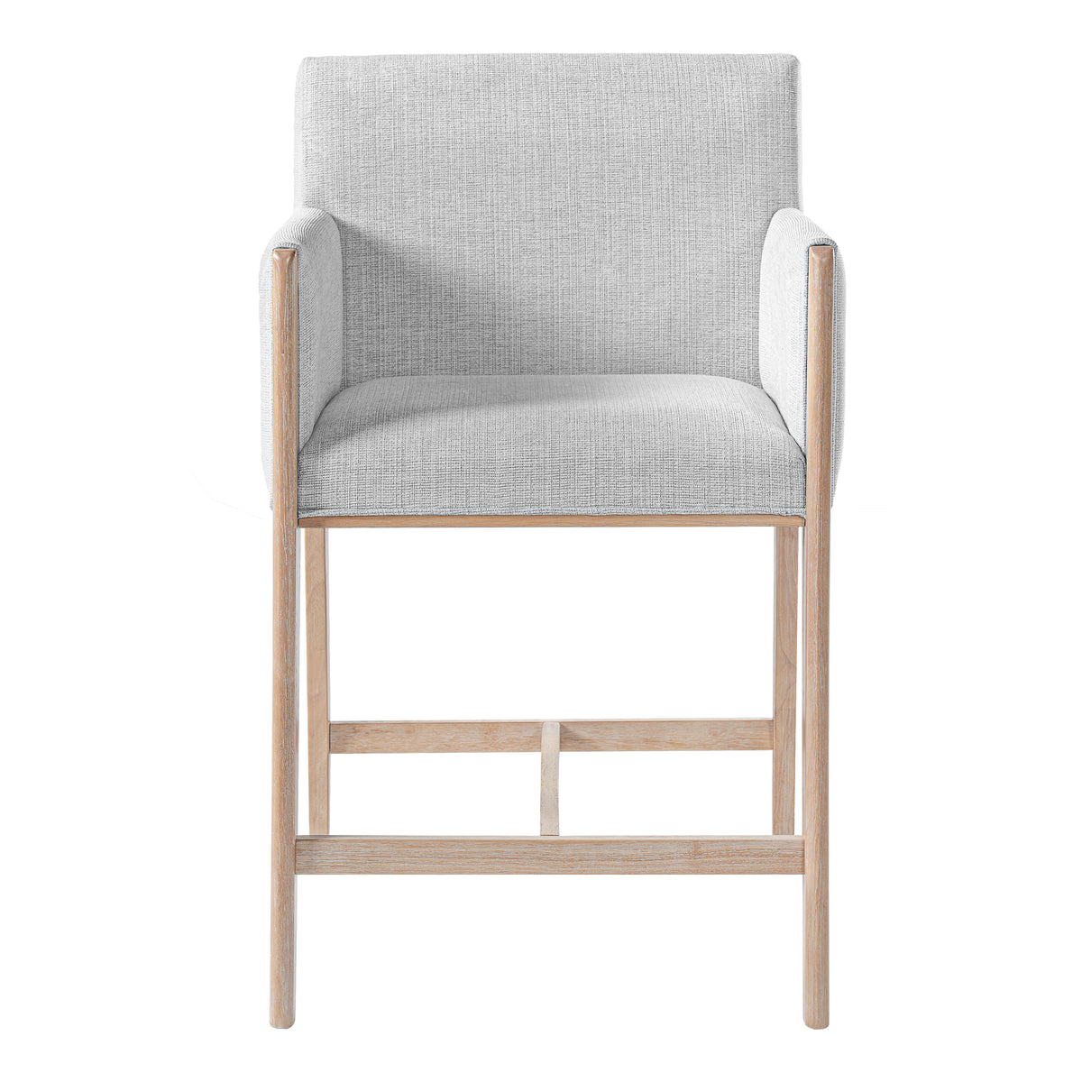 Set of 2 Upholstered Counter Stools with Arms – Natural