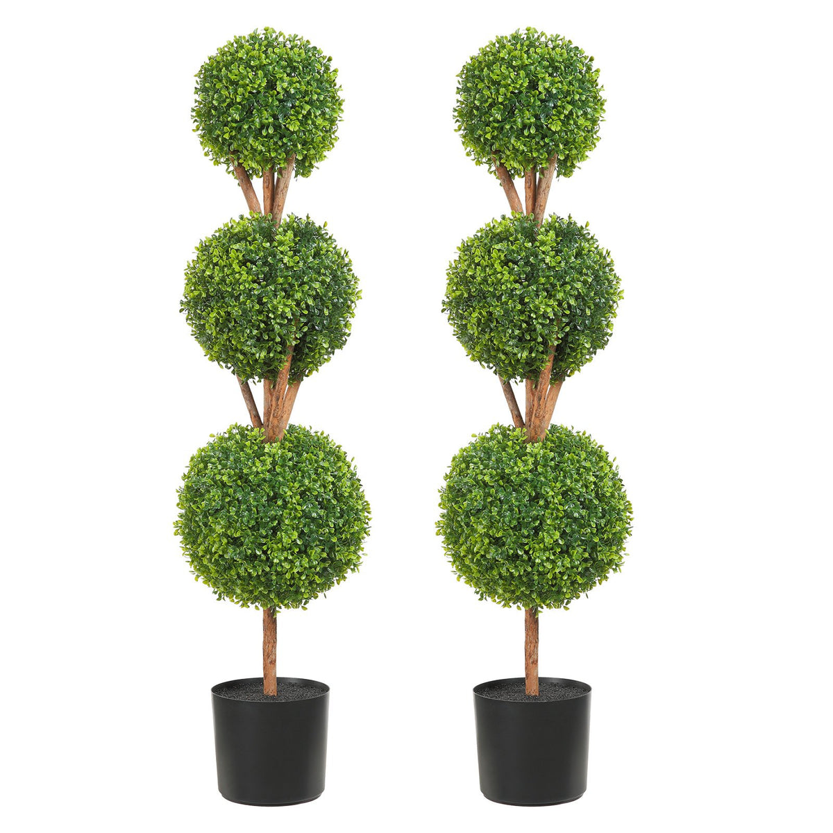 Set of 2 Artificial Boxwood Topiary Trees – 48″ – Green
