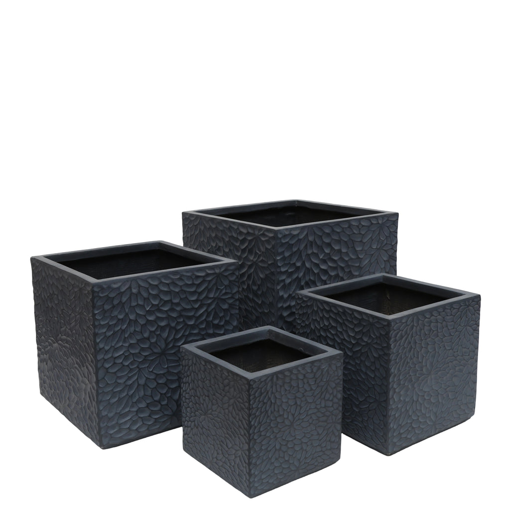 Set of 4 Square Magnesium Oxide Planters – Gray
