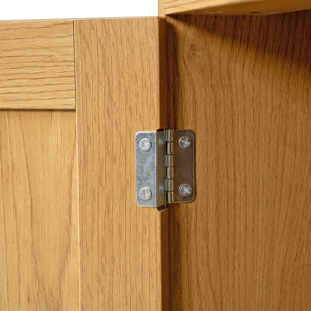 75" Oak Arched Pantry Cabinet with Charging Station