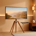 Wood Easel TV Stand For 45 To 65 Inch TVs Walnut Floor-0